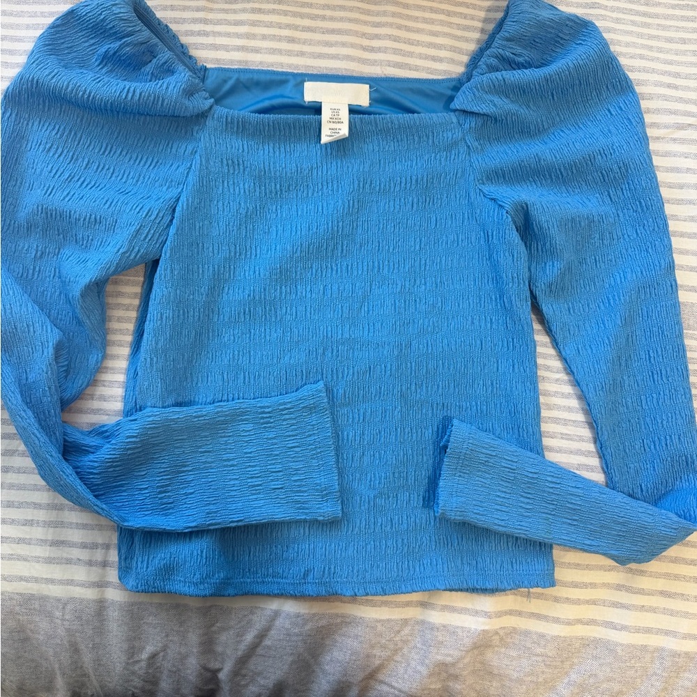 H&M Vibrant Blue Textured Top